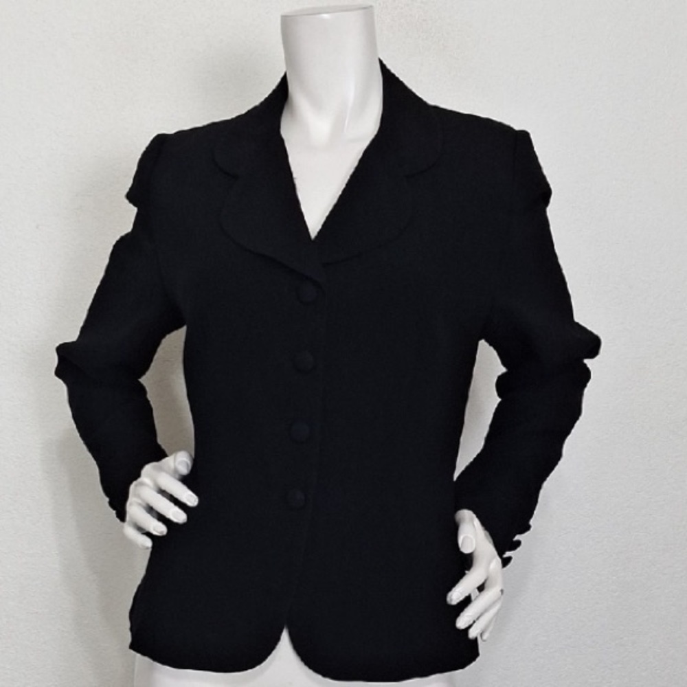 Zelda Vintage 80's Black Triacetate Blend Tailored Career Wear Blazer Size 12